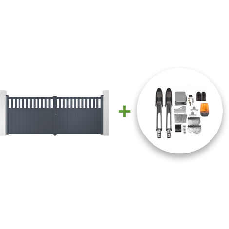 Portail battant électrique SANTIS 400x140cm gris + Motorisation TANKER B700 (1/5)