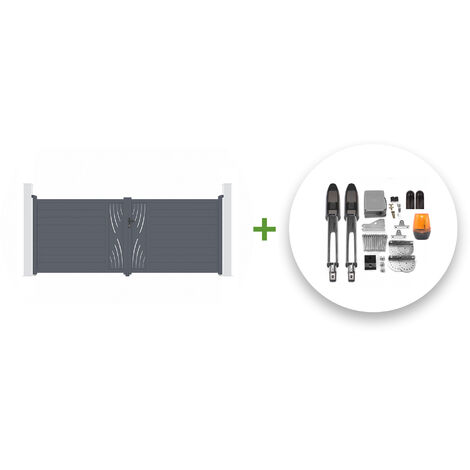 Portail battant électrique VELETA 400x160cm gris + Motorisation TANKER B700 (1/5)