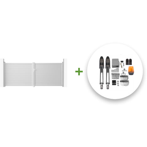 Portail battant électrique EIGER 400x160cm blanc + Motorisation TANKER B700 (1/5)
