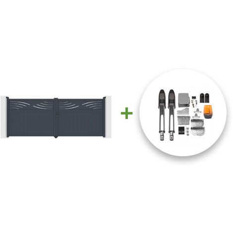 Portail battant électrique HALTI 400x160cm gris + Motorisation TANKER B700 (1/5)