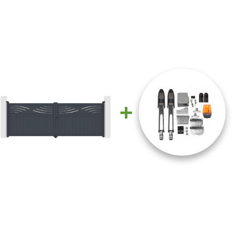 Portail battant électrique HALTI 400x140cm gris + Motorisation TANKER B700 (1/5)