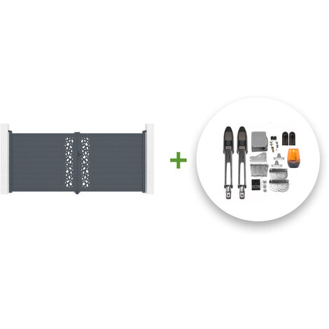 Portail battant électrique SUNNY 400x180cm gris + Motorisation TANKER B700 (1/5)