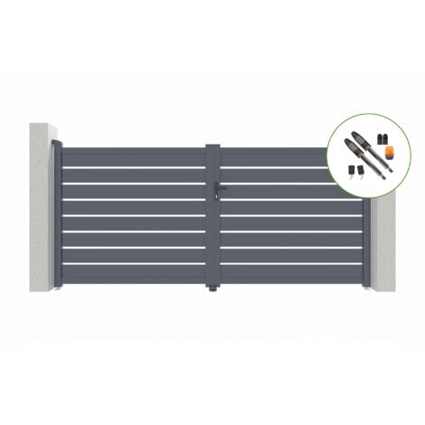 Portail battant électrique VOGEL 350x160cm gris + Motorisation TANKER B700 (1/5)