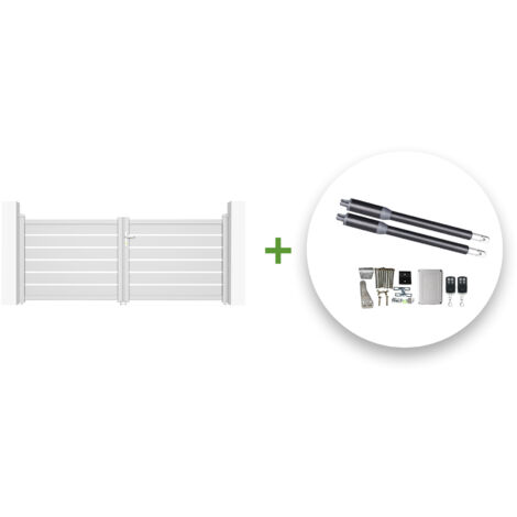 Portail battant électrique VOGEL 300x120cm blanc + Motorisation RANGER B150 (1/5)