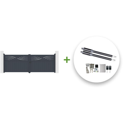 Portail battant électrique HALTI 400x140cm GRIS + Motorisation RANGER B150 (1/5)