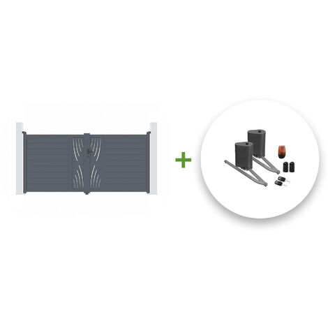 Casanoov – Portail battant électrique VELETA 300x161cm – Motorisation BUNKER B500 – Aluminium gris anthracite RAL 7016 – Pour poids jusqu'à 500kg (1/5)