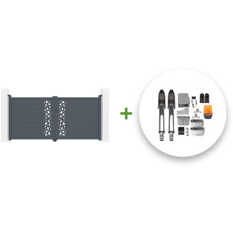 Portail battant électrique SUNNY 300x140cm gris + Motorisation TANKER B700 (1/5)
