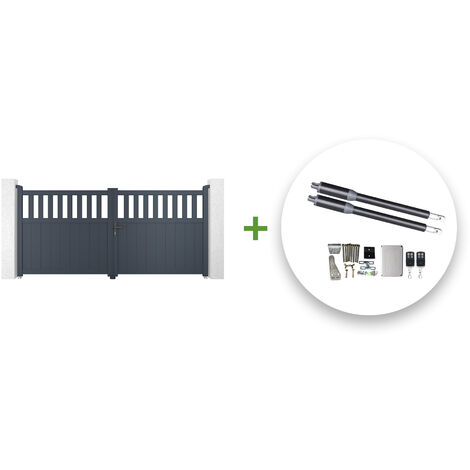 Portail battant électrique SANTIS 300x140cm GRIS + Motorisation RANGER B150