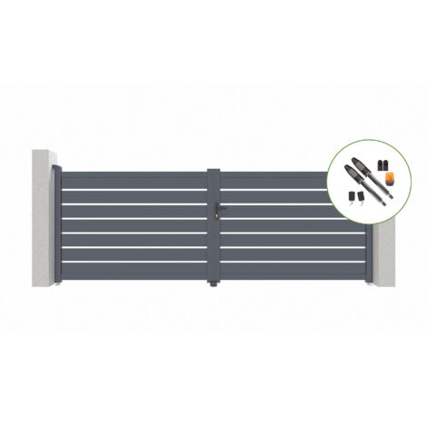 Portail battant électrique VOGEL 400x140cm gris + Motorisation TANKER B700 (1/5)