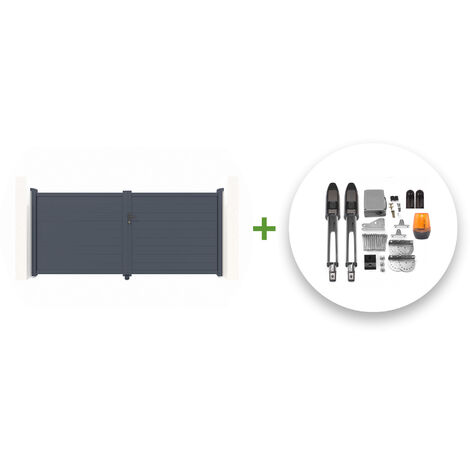 Portail battant électrique EIGER 350x160cm gris + Motorisation TANKER B700 (1/5)