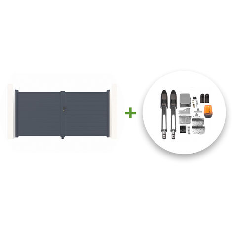 Portail battant électrique EIGER 350x180cm gris + Motorisation TANKER B700 (1/5)