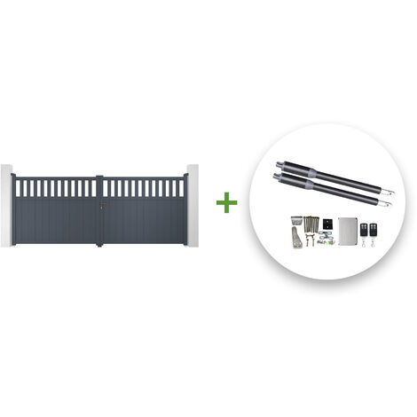 Portail battant électrique SANTIS 400x140cm GRIS + Motorisation RANGER B150 (1/5)
