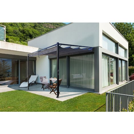 Pergola/Tonnelle adossée NOOSA 4x3m Gris clair
