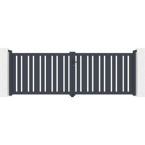 Casanoov – Portail aluminium battant 3,5m – Largeur 350cm – Hauteur 120cm – Aluminium gris anthracite – Conception ajourée pour circulation d'air