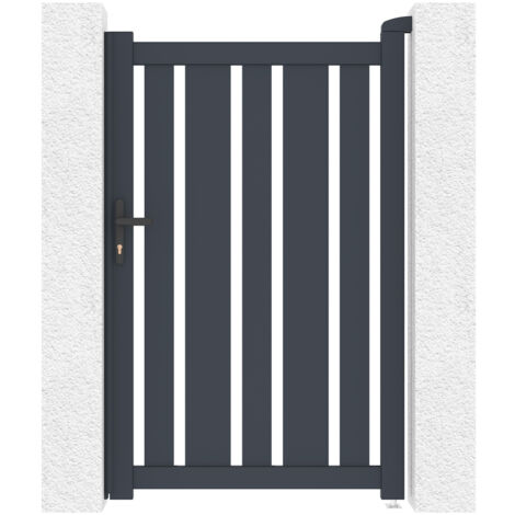 Casanoov – Portillon aluminium 1m 100x160cm gris anthracite – Conception ajourée pour circulation d'air – Installation facile avec accessoires inclus