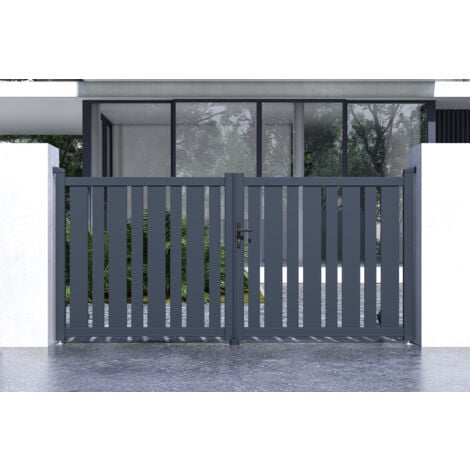 Portail aluminium battant 3m VEYMONT 300x140cm gris