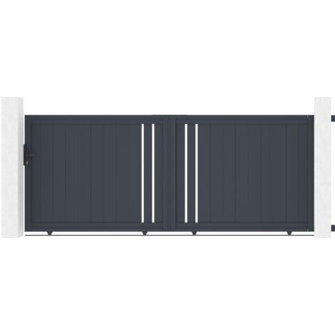 Casanoov – Portail aluminium coulissant 3,5m – Dimensions 350x140cm – Gris anthracite RAL 7016 – Conception pleine pour occultation optimale