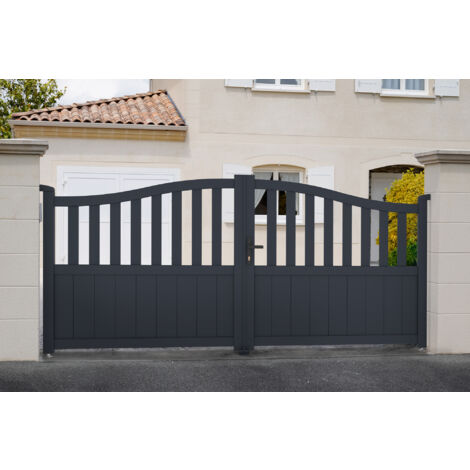Portail aluminium battant 3m MEIJE 300x140cm gris