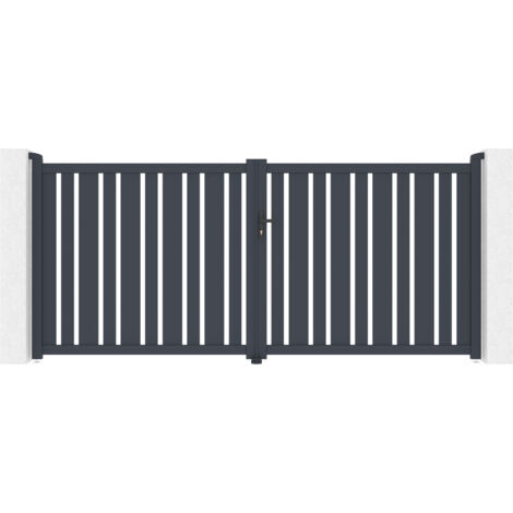 Casanoov – Portail aluminium battant 3,5m – Largeur 350cm – Hauteur 160cm – Couleur gris anthracite – Conception ajourée pour circulation d'air