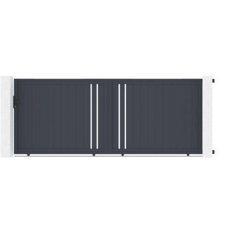 Casanoov – Portail aluminium coulissant 4m gris anthracite – Dimensions 396x158cm – Installation facile – Protection contre les regards indiscrets