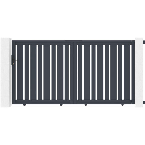 Casanoov – Portail aluminium coulissant 3m – Dimensions 300x160cm – Couleur gris anthracite RAL 7016 – Conçu pour zones exposées au vent