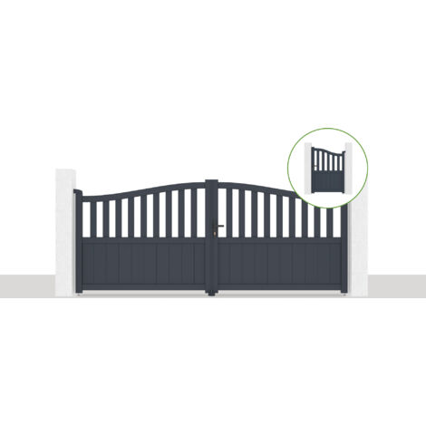 Pack portail battant 340x140cm MEIJE + Portillon 1m MEIJE H.140cm Gris (1/5)