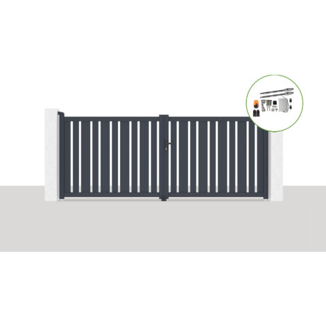 Pack portail battant électrique VEYMONT 350x140cm Gris + Motorisation RANGER B150 (1/5)