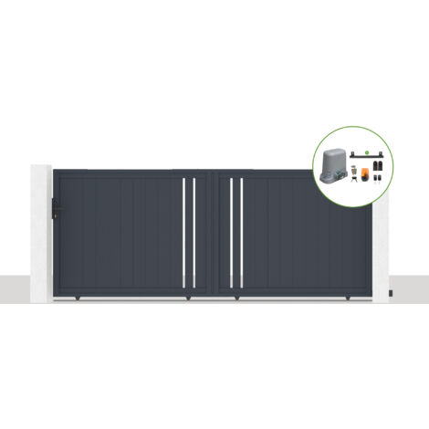 Pack portail coulissant électrique GIONA 400x160cm Gris + Motorisation TANKER C600 (1/5)