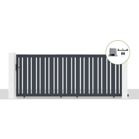Pack portail coulissant électriqueVEYMONT 400x160cm Gris + Motorisation RANGER C300 (1/5)