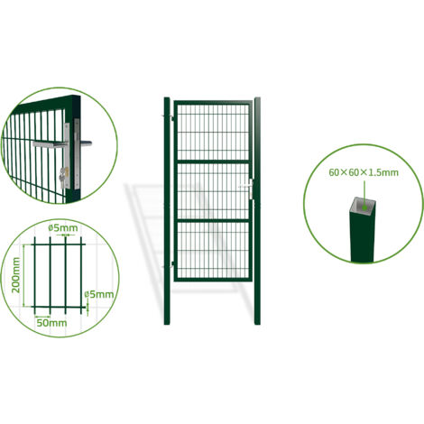 Casanoov – Portillon grillagé 1m – Acier galvanisé vert – Dimensions 100x200cm – Ouverture réversible – Résistant aux intempéries