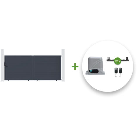 Casanoov – Portail coulissant électrique en aluminium 348x178cm – Occultation totale – Motorisation RANGER C300 – Installation rapide