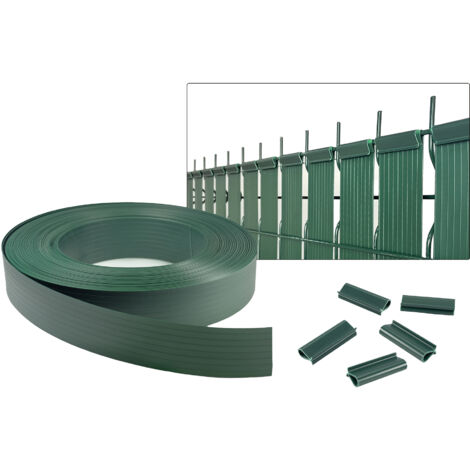 Casanoov – Lames d’occultation en PVC souple 100m x 46mm vert – Traitement anti-UV – Résistant à l’eau – Installation facile avec clips (1/5)