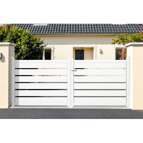 Casanoov – Portail aluminium battant 3,5m – Résistance au vent 60 km/h – Largeur 350 cm x Hauteur 125 cm – Coloris blanc mat