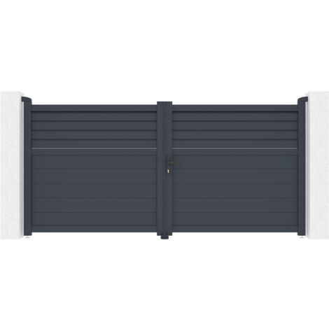 Casanoov – Portail aluminium battant 3m H.145 gris anthracite – Semi-ajouré pour occultation – Résistance à la corrosion – Livré en kit