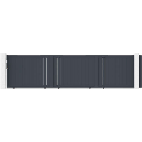 Casanoov – Portail coulissant aluminium 6m – Hauteur 140cm – Largeur 562cm – Finition thermolaquée gris anthracite RAL 7016 – Sécurise l'entrée