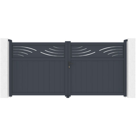Portail battant 3,4m HALTI H.160 aluminium gris