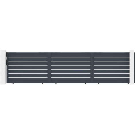 Casanoov – Portail coulissant aluminium 6m – Hauteur 140cm – Résistance au vent 60 km/h – Coloris gris anthracite RAL 7016 (1/5)