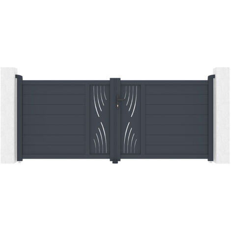 Portail battant 3m VELETA H.120 aluminium gris