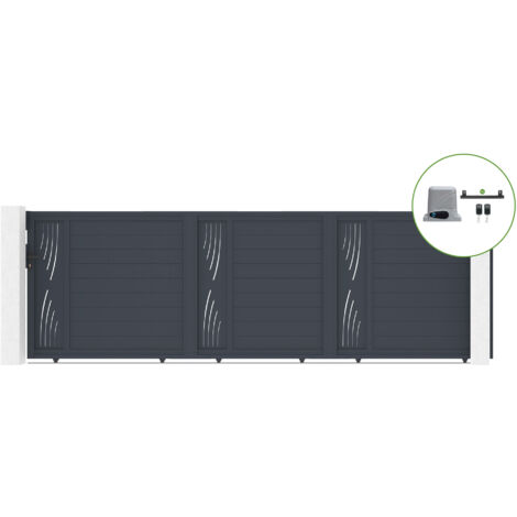 Portail coulissant 5m VELETA H.160cm alu + motorisation RANGER C300