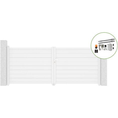Portail battant 3,5m EIGER H.140cm alu blanc + motorisation TANKER B250 (1/5)