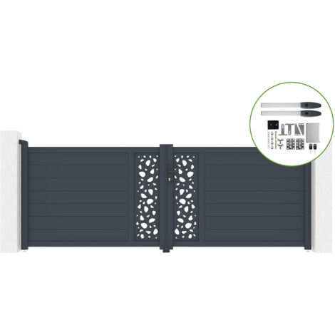Portail battant 3,5m SUNNY H.120cm alu + motorisation HICKER B200 (1/4)
