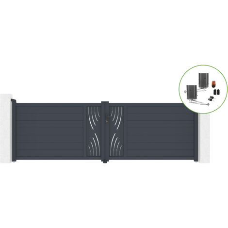 Portail battant 4m VELETA H.120cm alu + motorisation BUNKER B500 (1/5)