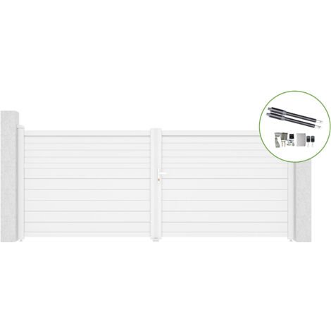 Portail battant 4m CARPATIA H.160cm alu blanc + motorisation RANGER B150 (1/5)