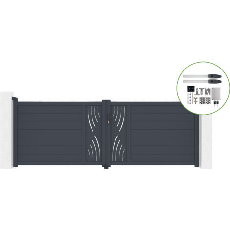 Portail battant 3,5m VELETA H.120cm alu + motorisation HICKER B200 (1/4)
