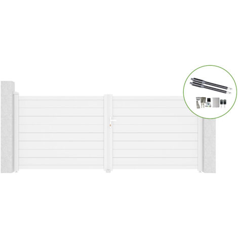 Portail battant 3,5m EIGER H.140cm alu blanc + motorisation RANGER B150 (1/5)