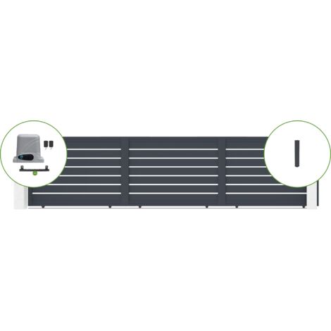 Portail coulissant 6m VOGEL H.140cm alu + 2 poteaux + moteur RANGER C300 (1/5)