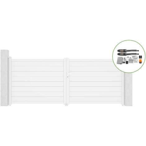 Portail battant 3,5m EIGER H.140cm alu blanc + motorisation TANKER B700 (1/5)