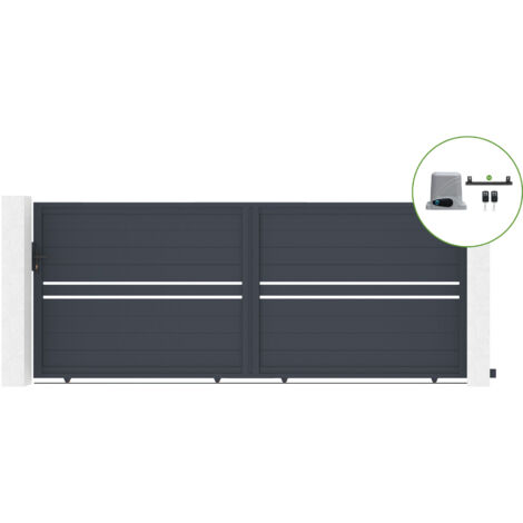Portail coulissant 4m CIMONE H.160cm alu + motorisation RANGER C300 (1/5)