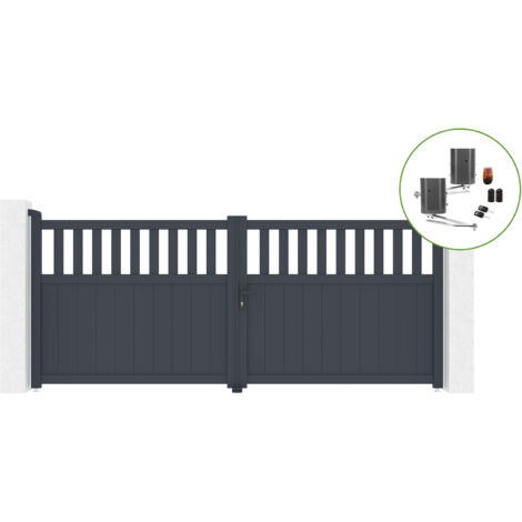 Portail battant 3,4m SANTIS H.140cm alu + motorisation BUNKER B500 (1/5)