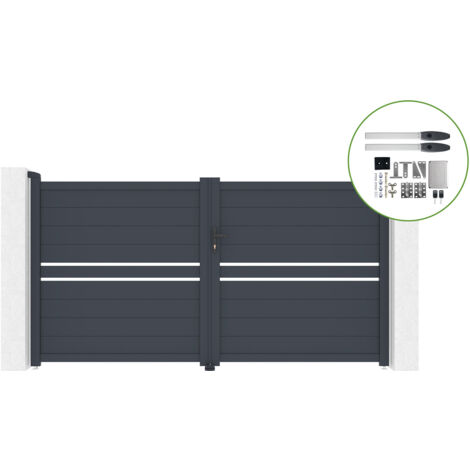 Portail battant 3m CIMONE H.160cm alu + motorisation HICKER B200 (1/4)
